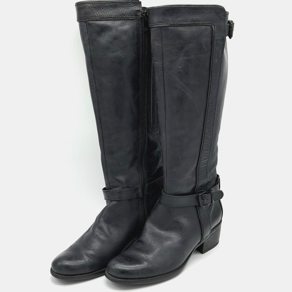 Bussola Womens Leather Riding Boots Antwerpen Alana Ginger Size 6.5 EU 37 Black - Picture 1 of 11